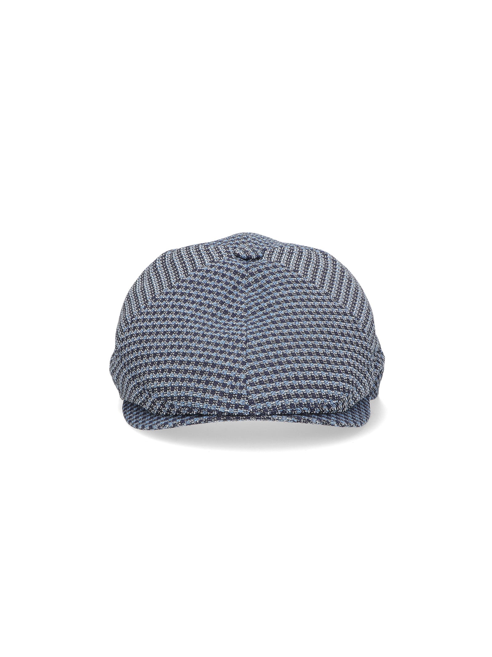 Borsalino Six Segments Bowler Hat In Micro-check Light Blue + Blue