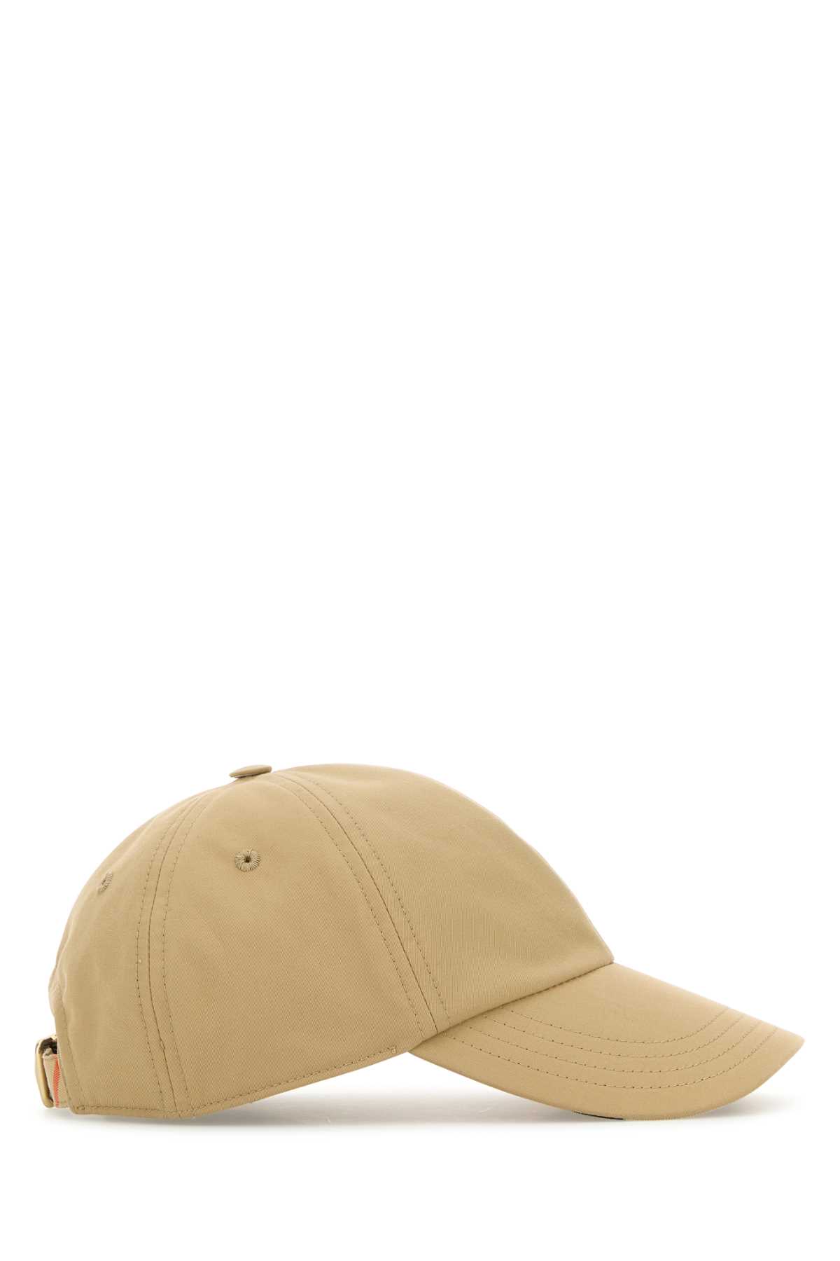 Shop Burberry Beige Cotton Baseball Cap In Flaxsand