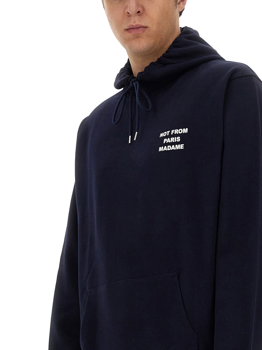 Shop Drôle De Monsieur Slogan Sweatshirt In Blue