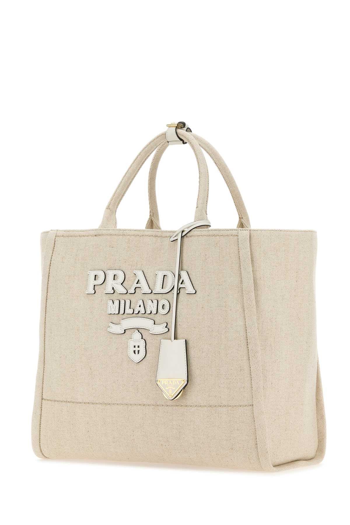 Prada Sand Canvas Shopping Bag