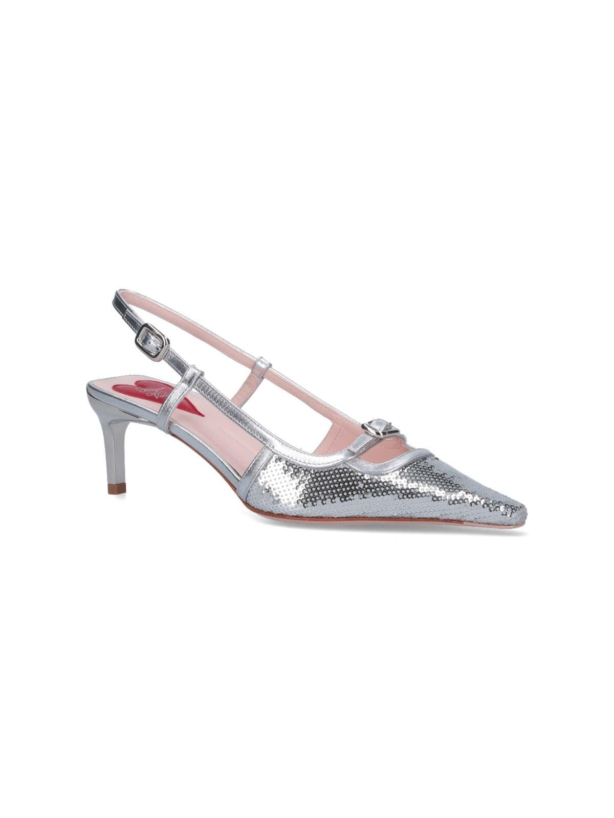 Roger Vivier Small Buckle Slingback Pumps In Silver