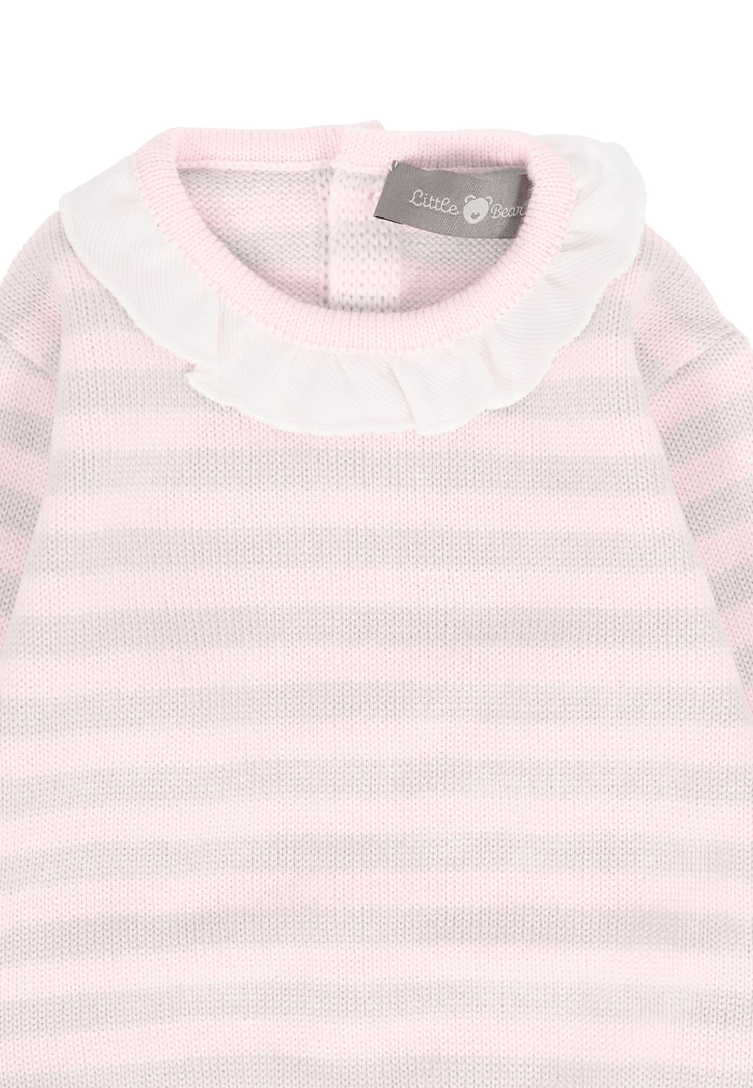 Little Bear Pink Sweater For Baby Girl In Multi
