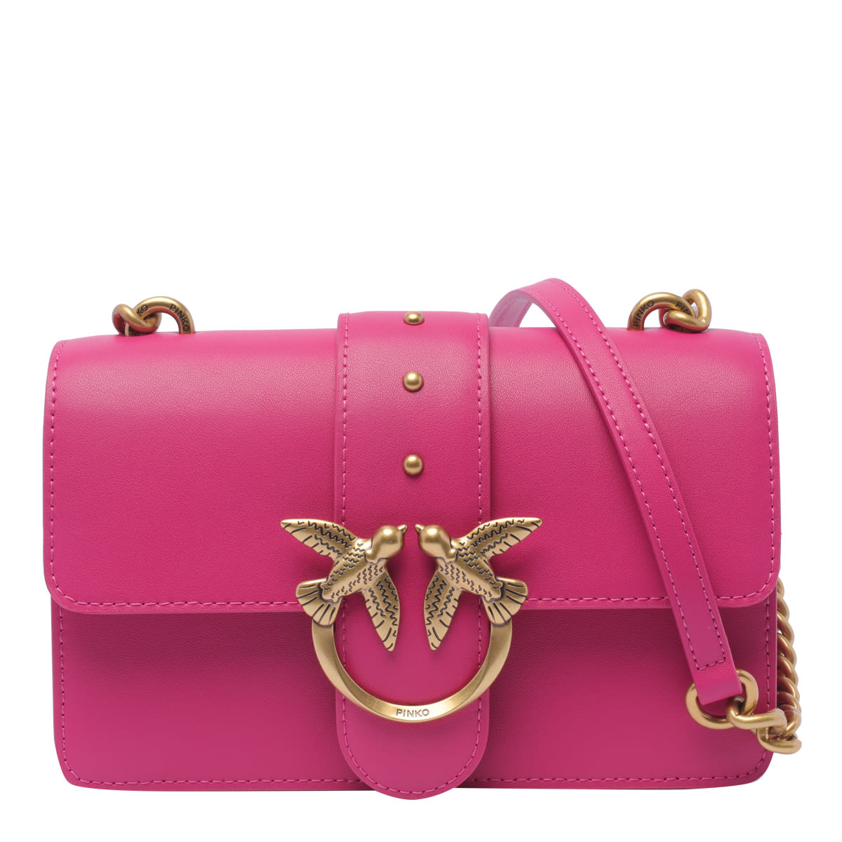 Shop Pinko Mini Love One Crossbody Bag In Fuchsia