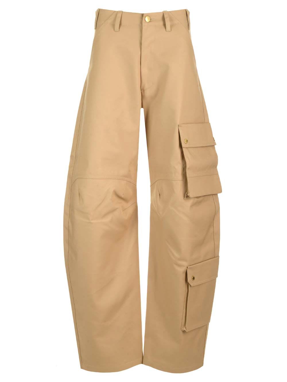 Shop Darkpark Rose Cargo Trousers In Beige