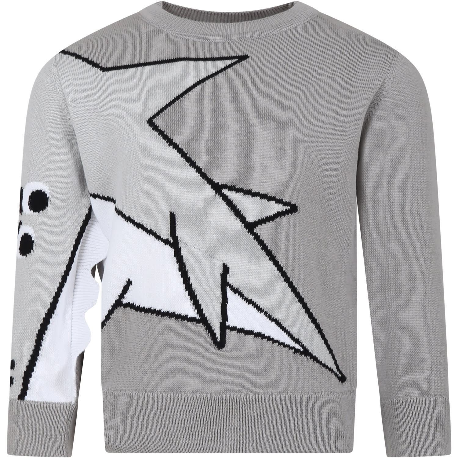 Stella Mccartney Kids' Gray Sweater For Boy With Shark In Grey