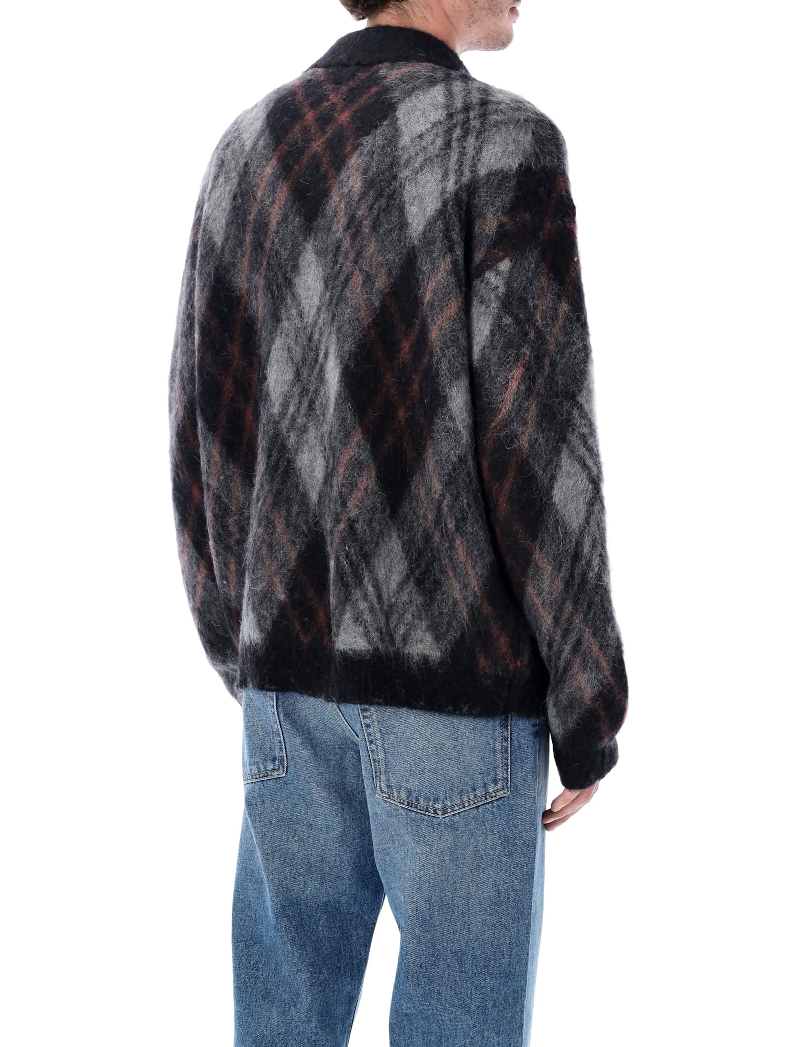 Rold Skov Basic Polo Black Rumble In Alpaca And Mohair Blend In Gray