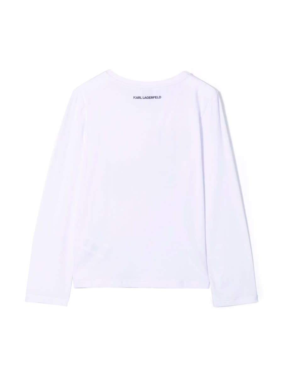 Shop Karl Lagerfeld T-shirt Karl & Choupette Con Strass In White