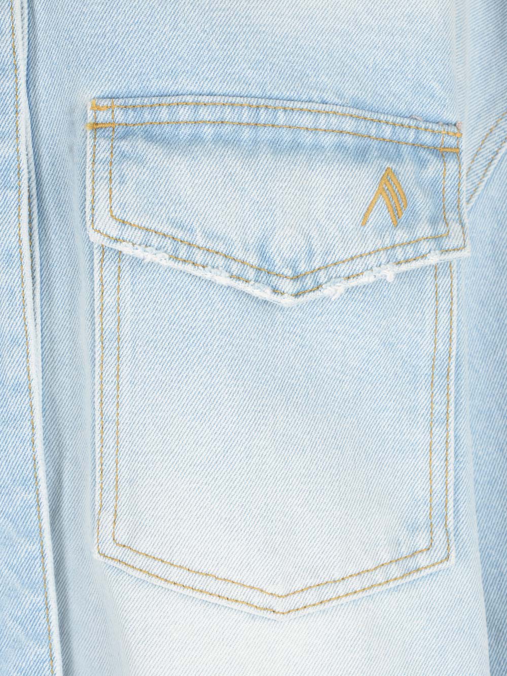 Shop Attico Bleached Denim Shirt In Clear Blue