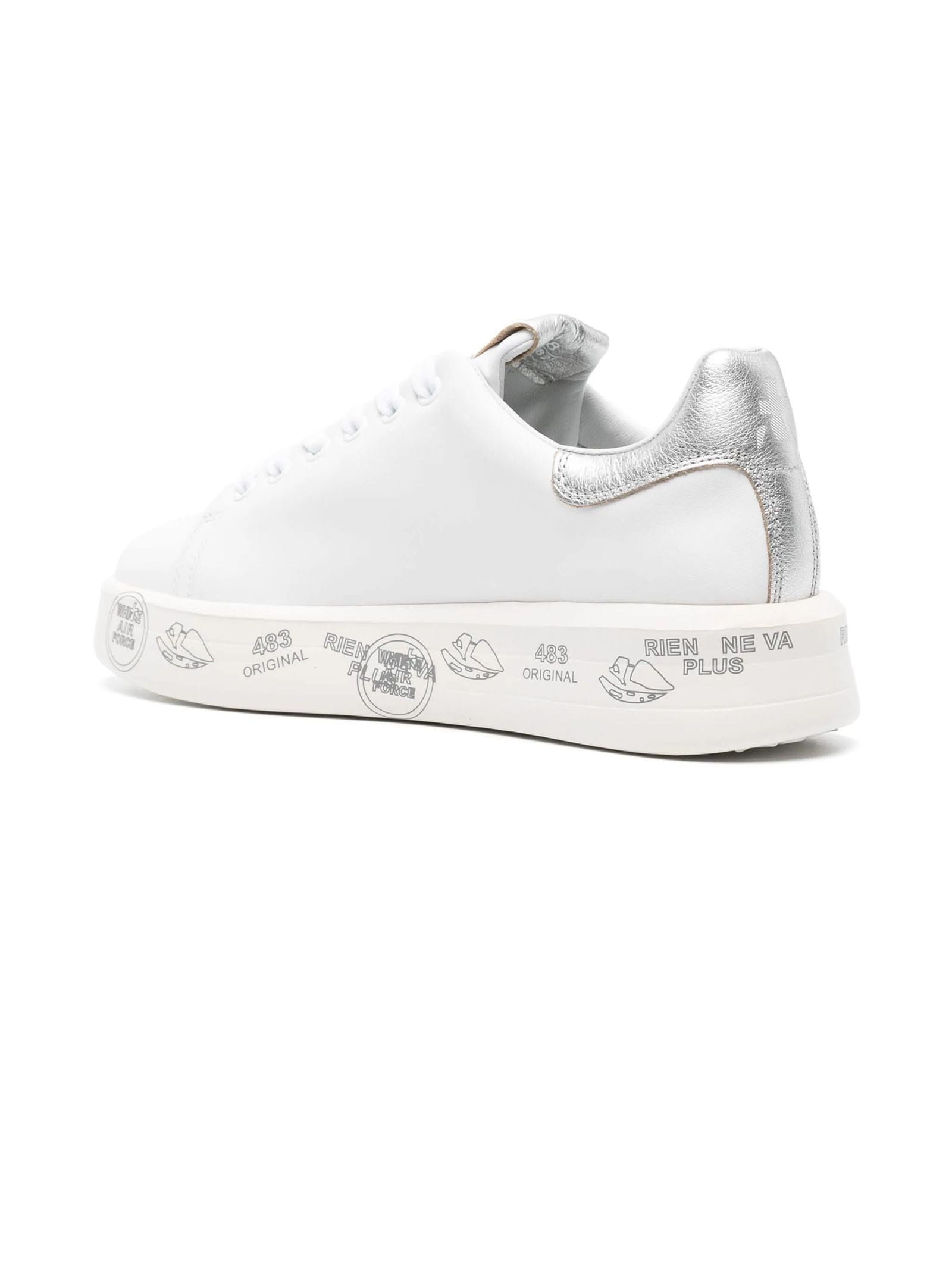 Shop Premiata White Belle Leather Sneakers