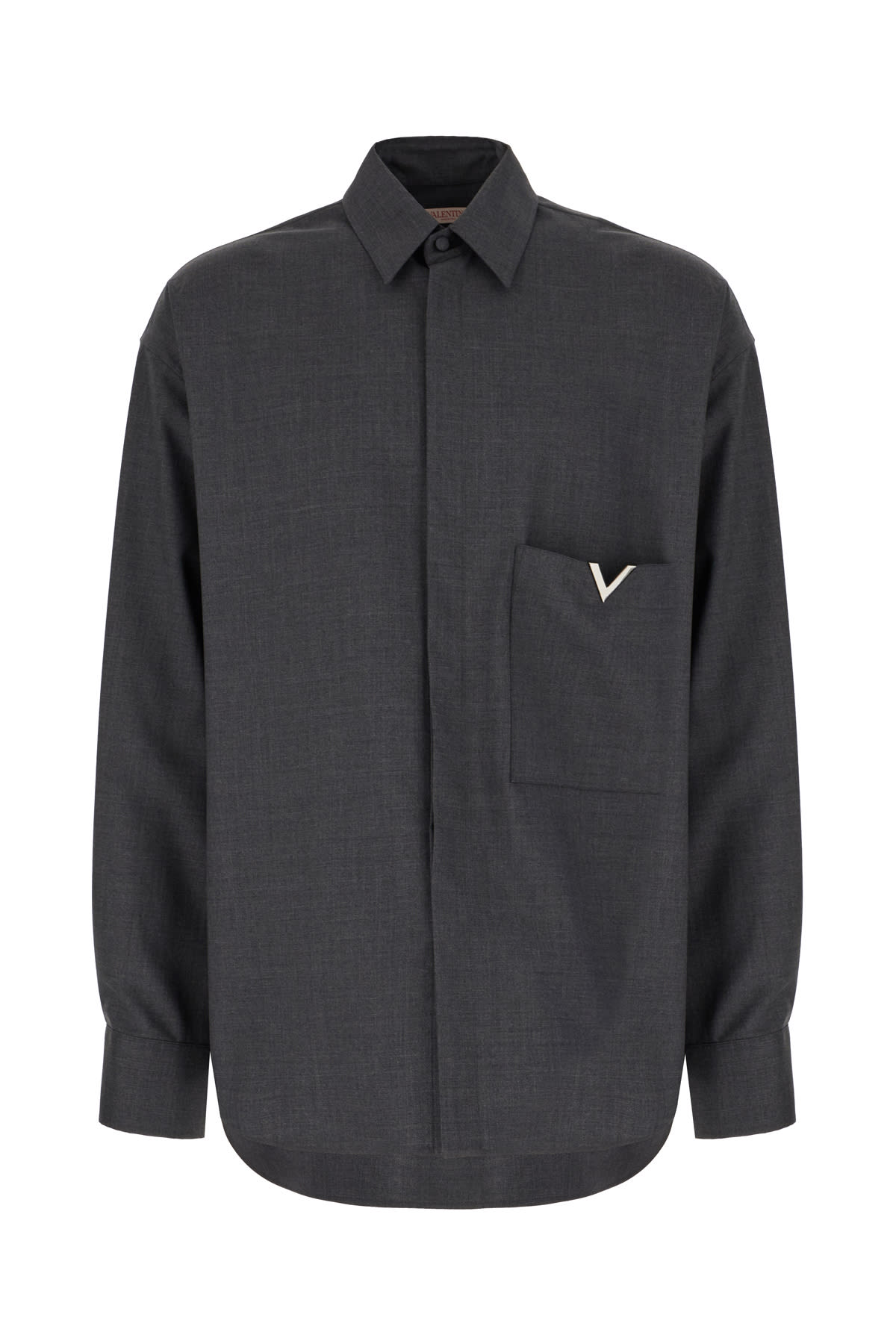 Valentino Grey Wool Shirt In Grigio Melange