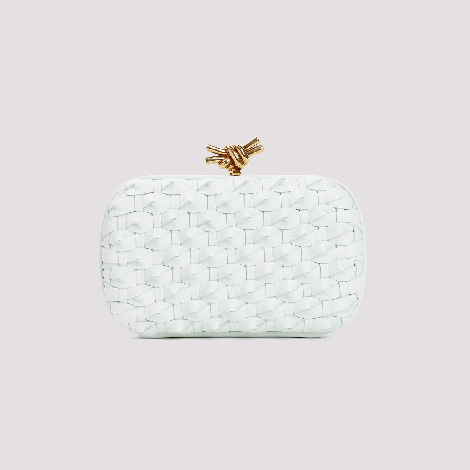 Shop Bottega Veneta Knot Minaudiere Bag In Glacier Brass