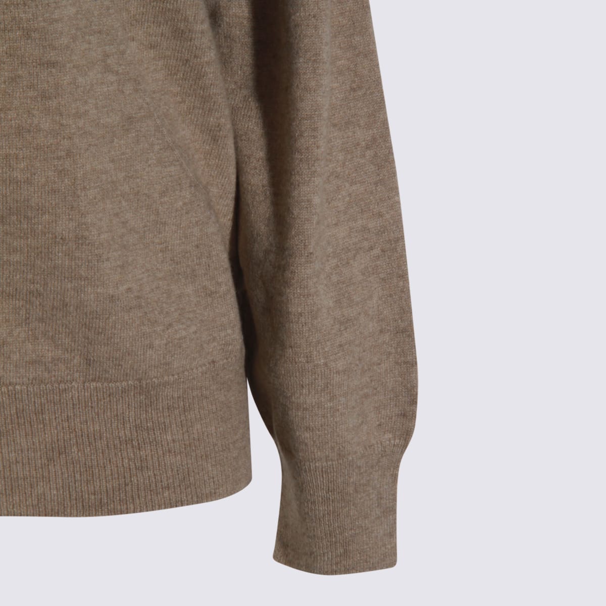 Malo Hooded Crewneck With Ribbed Cuffs In Brown
