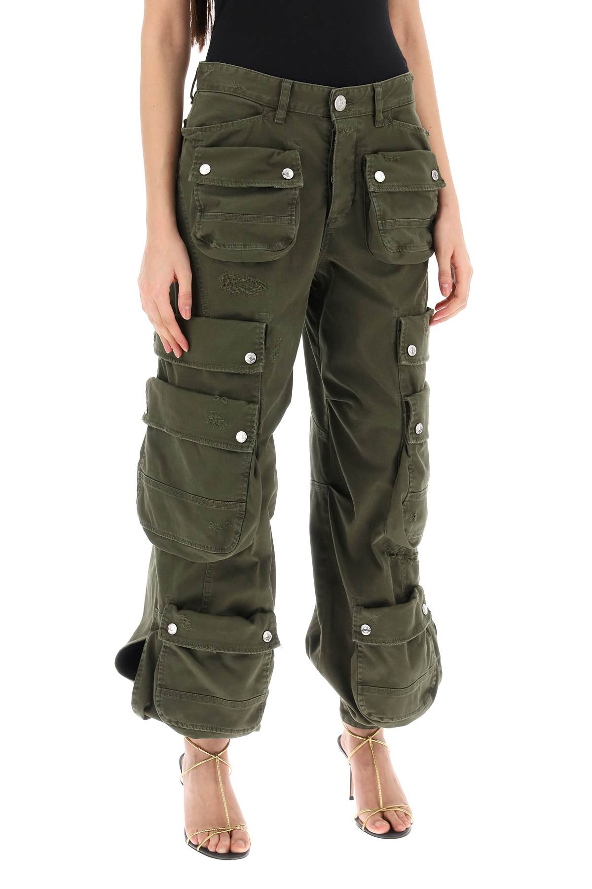 Dsquared2 Wide Leg Cargo Pants In Military Green (green)