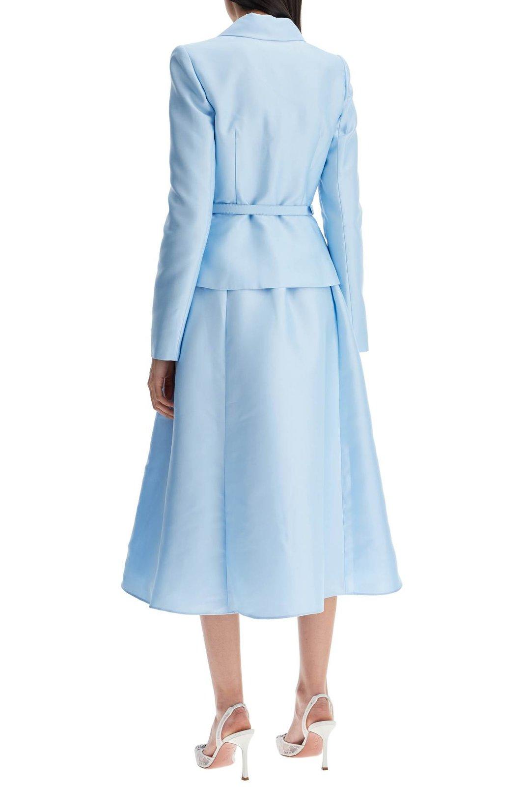 SELF-PORTRAIT LONG-SLEEVED TAFFETA MIDI DRESS