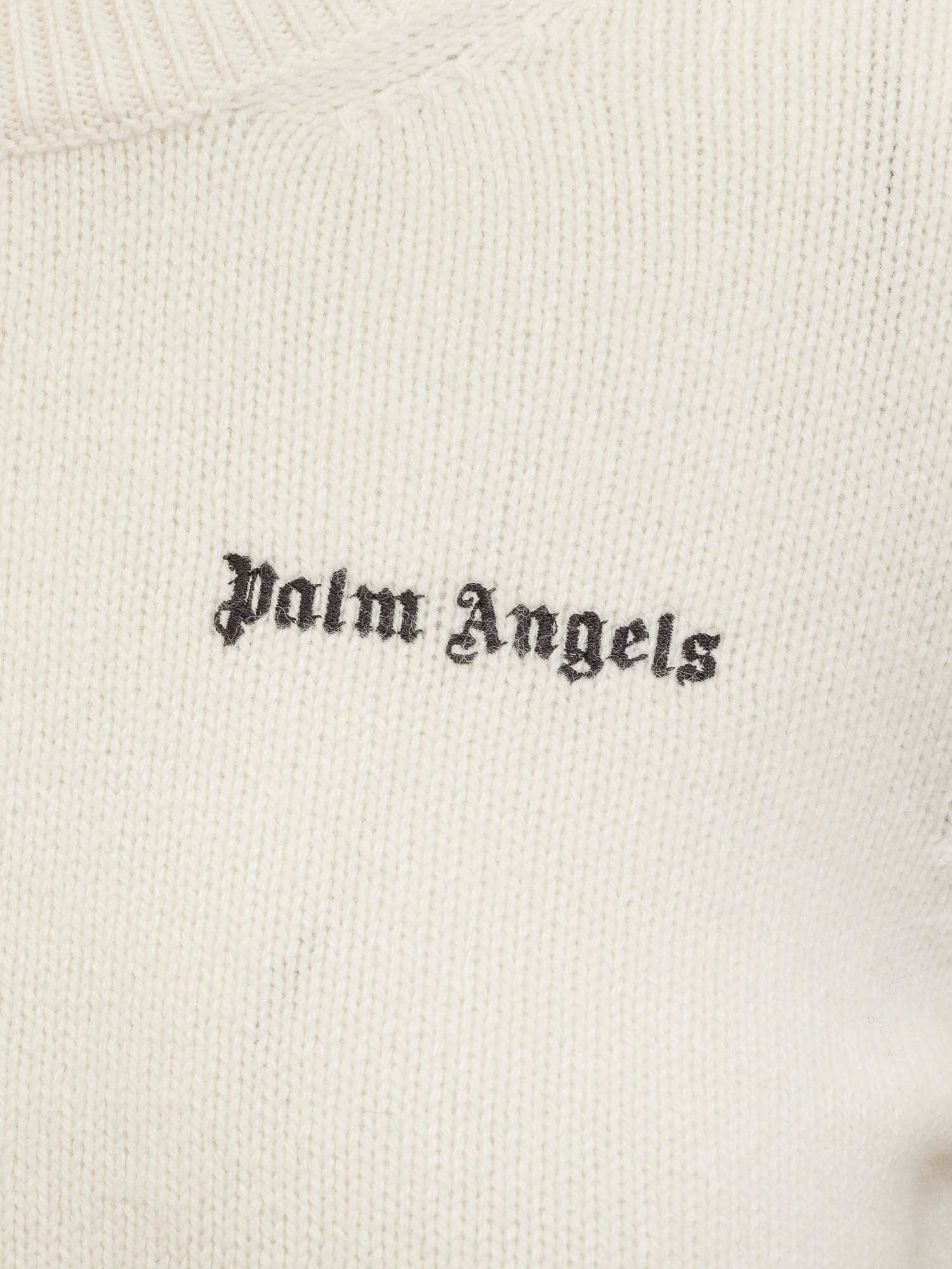 Shop Palm Angels Sweater With Logo In Butter Black
