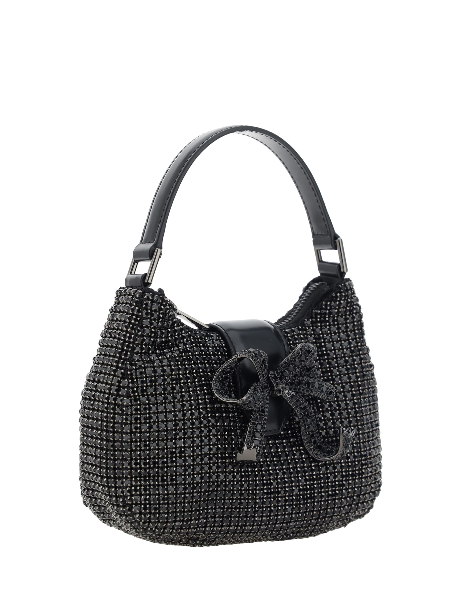 Shop Self-portrait Diamante Bow Handbag In Black