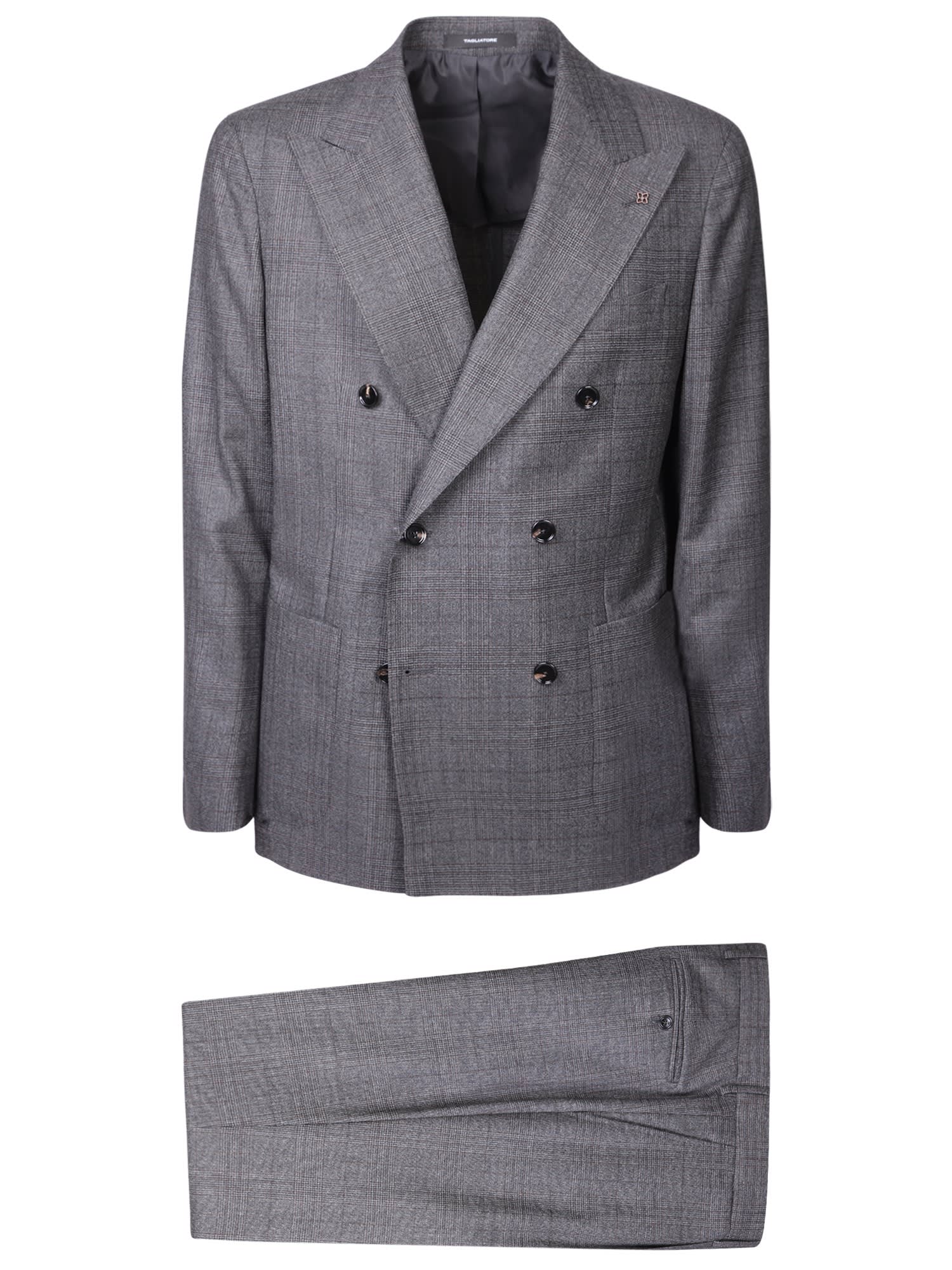 Shop Tagliatore Vesuvio Grey Suit In Brown