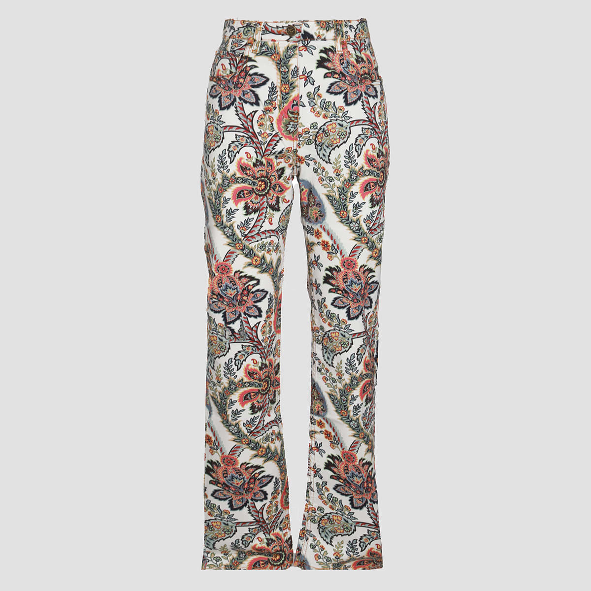 Shop Etro White Cotton Denim Jeans In Stampa F.do Beige