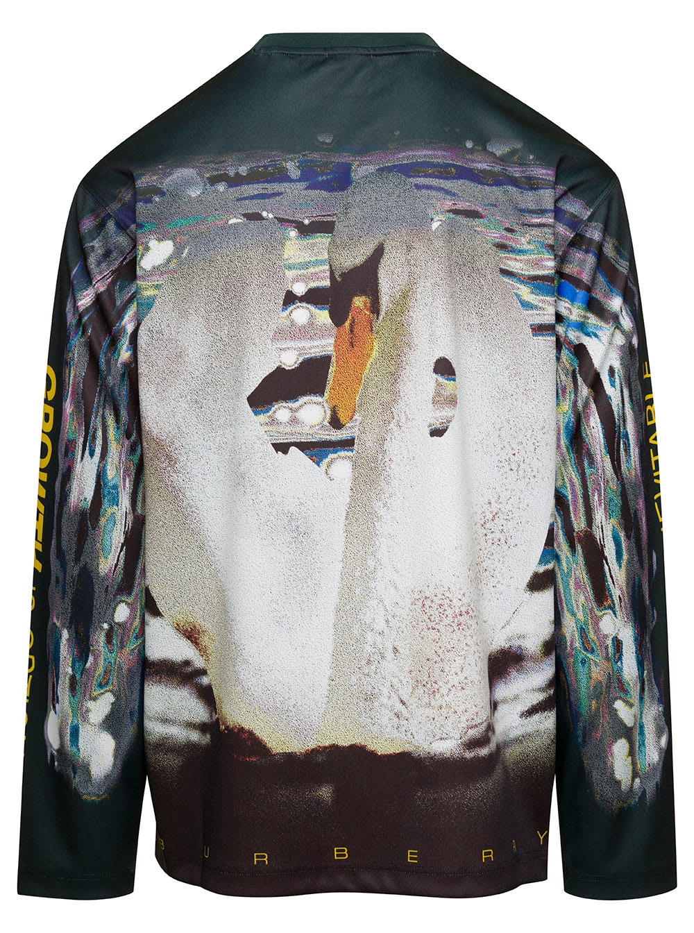 Shop Burberry The Winds Of Change Multicolor Long-sleeve T-shirt With Swan Print In Jersey Man
