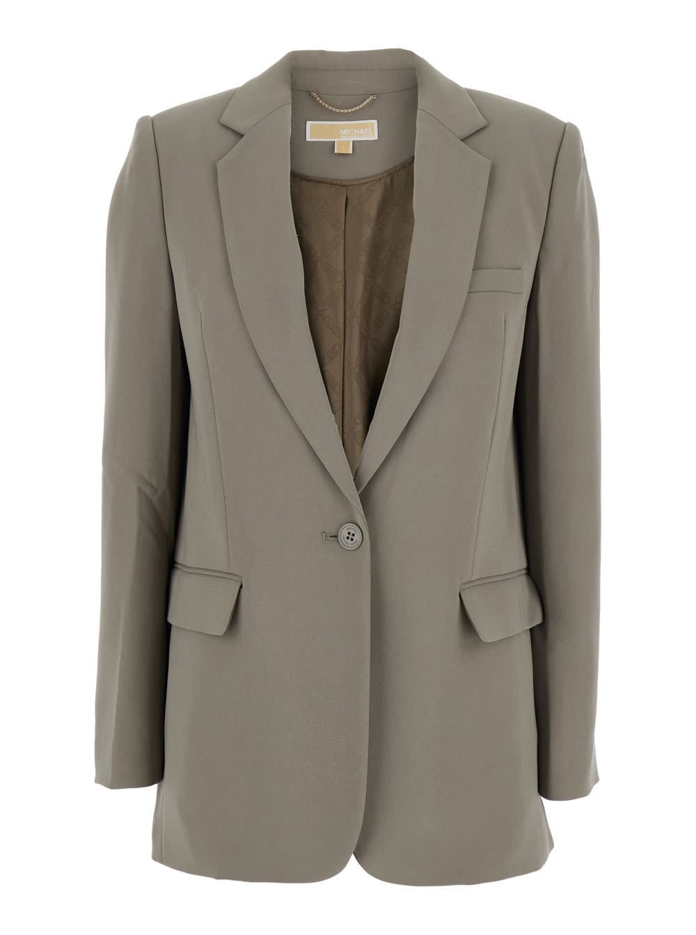 Michael Kors Brown Single-breasted Jacket With Notched Revers In Tech Fabric Woman