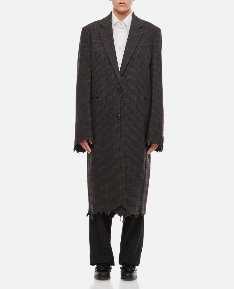 J.W. Anderson Single-breasted Distressed Wool Coat