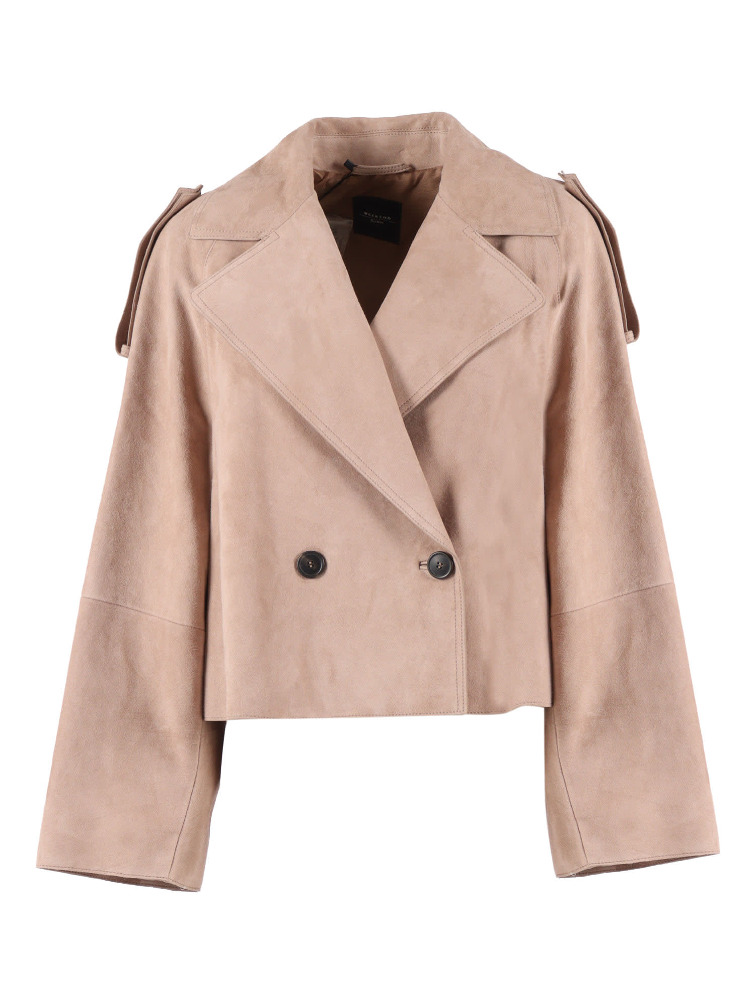 Weekend Max Mara Leather Jacket In Neutral