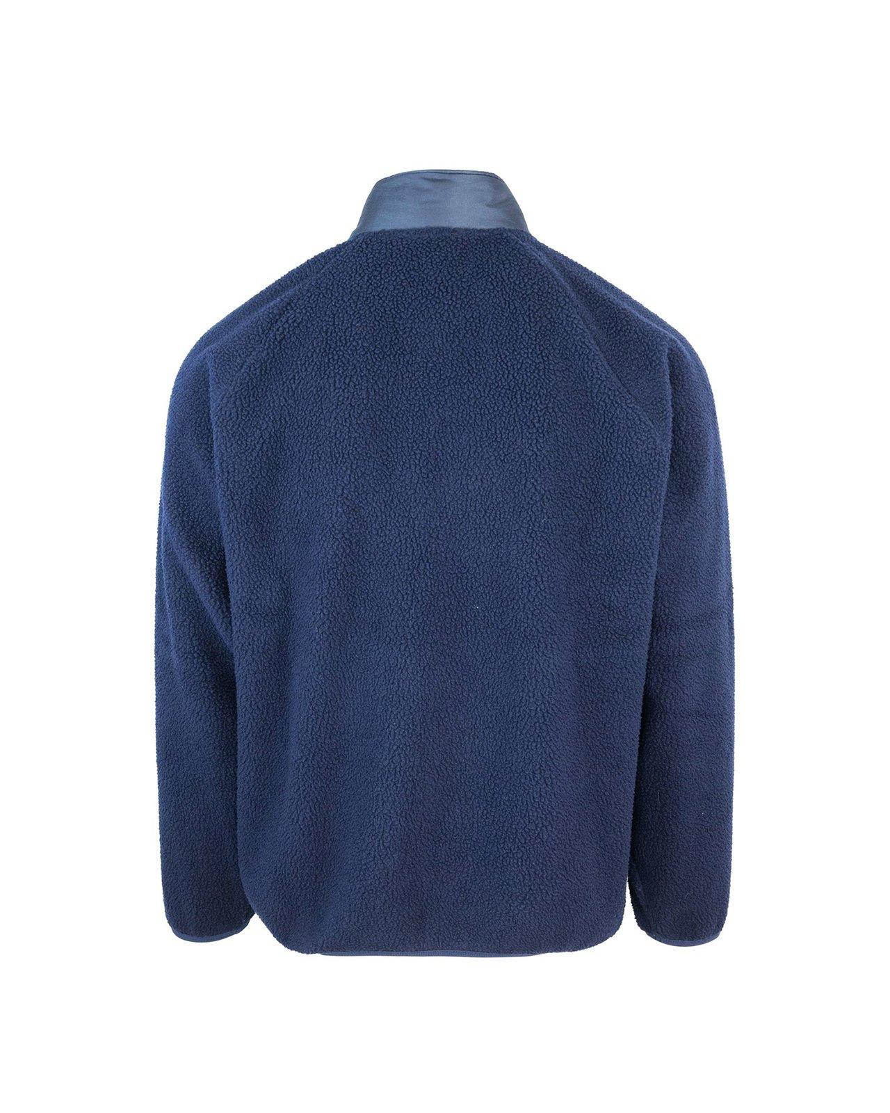 Shop Apc High-neck Logo Patch Fleece Sweatshirt In Blue