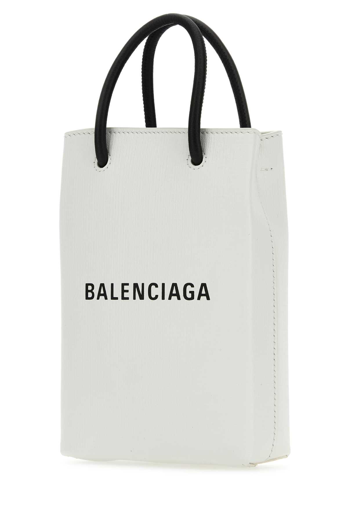 Balenciaga White Leather Phone Case In 9000