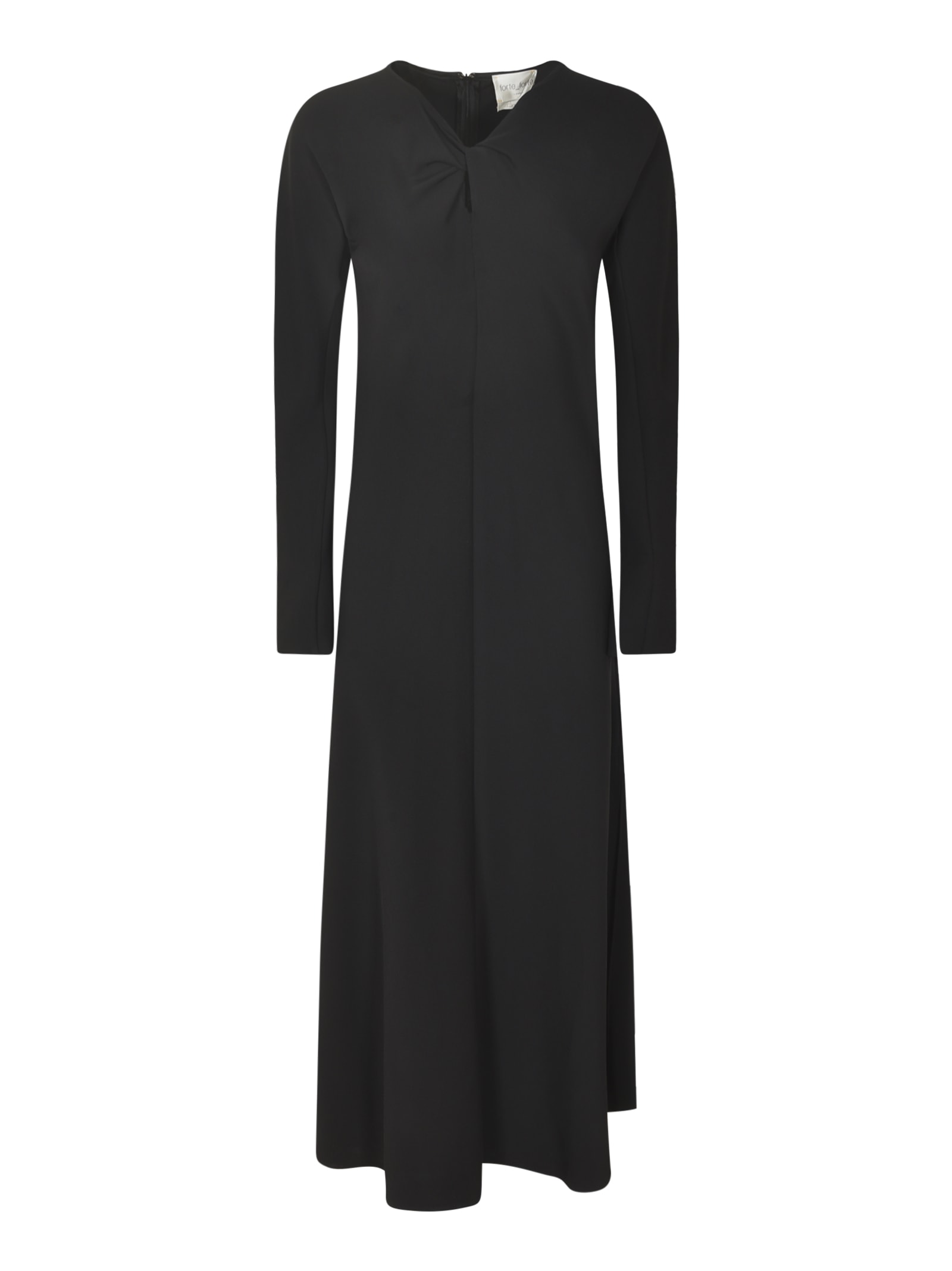 Shop Forte Forte Rear Zip Long-sleeved Plain Dress In Black