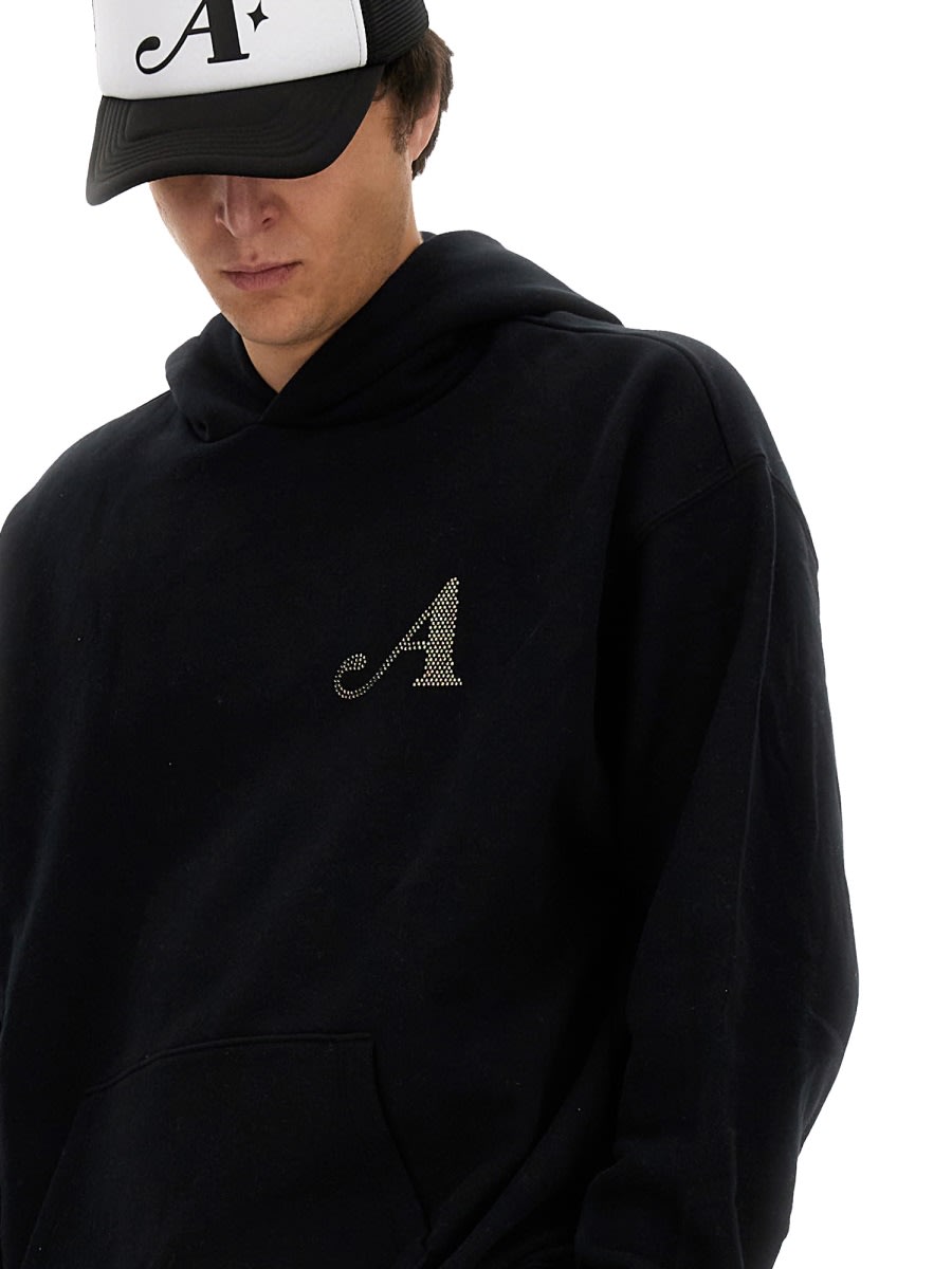 Shop Awake Ny Says Rhinestone Sweatshirt In Black