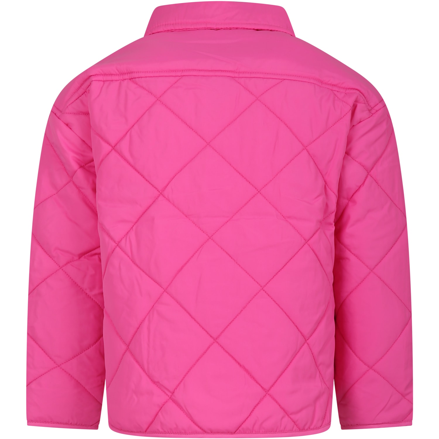 Calvin Klein Fuchsia Down Jacket For Girl With Logo In Fuchsia
