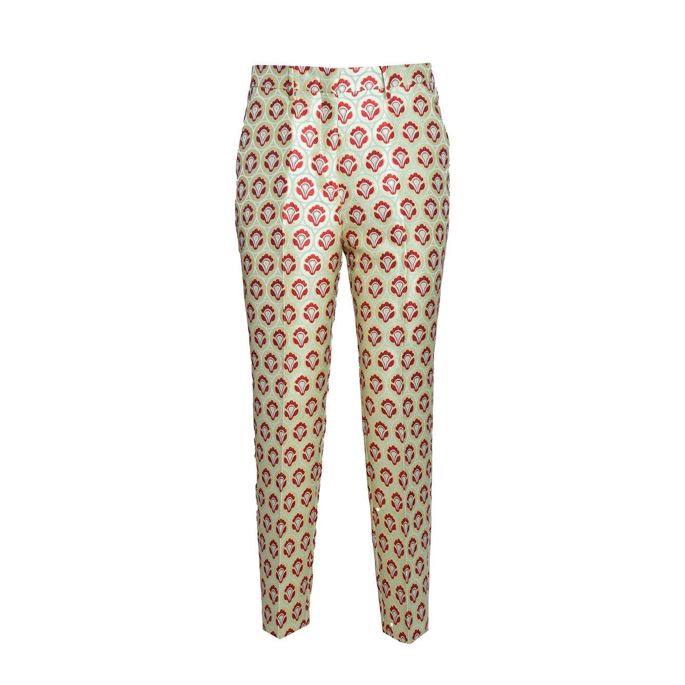 Shop Etro All-over Patterned Mid-rise Trousers In Giallo/rosso
