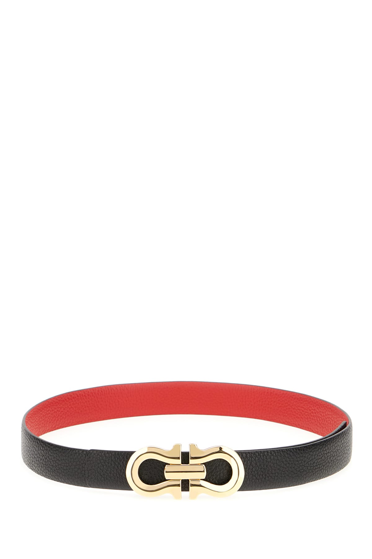 Ferragamo Black Leather Reversible Belt