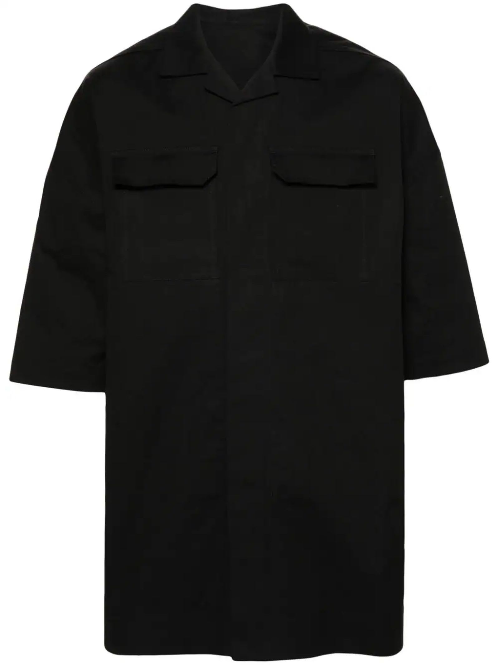 RICK OWENS BLACK COTTON SHIRT