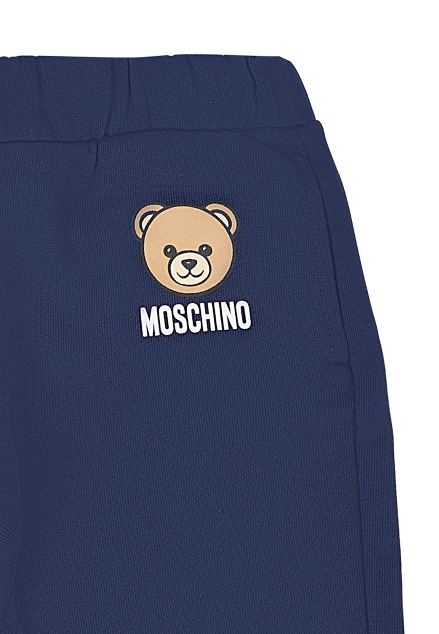 Moschino Blues Weatpants For Baby Boy With Teddy Bear In Blue