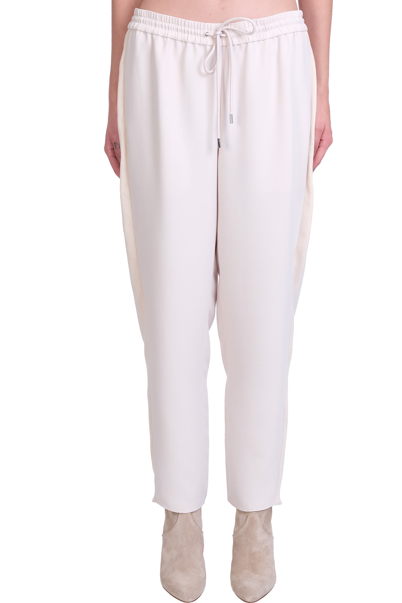 Theory Jogger Crepe Pants In Beige Polyester