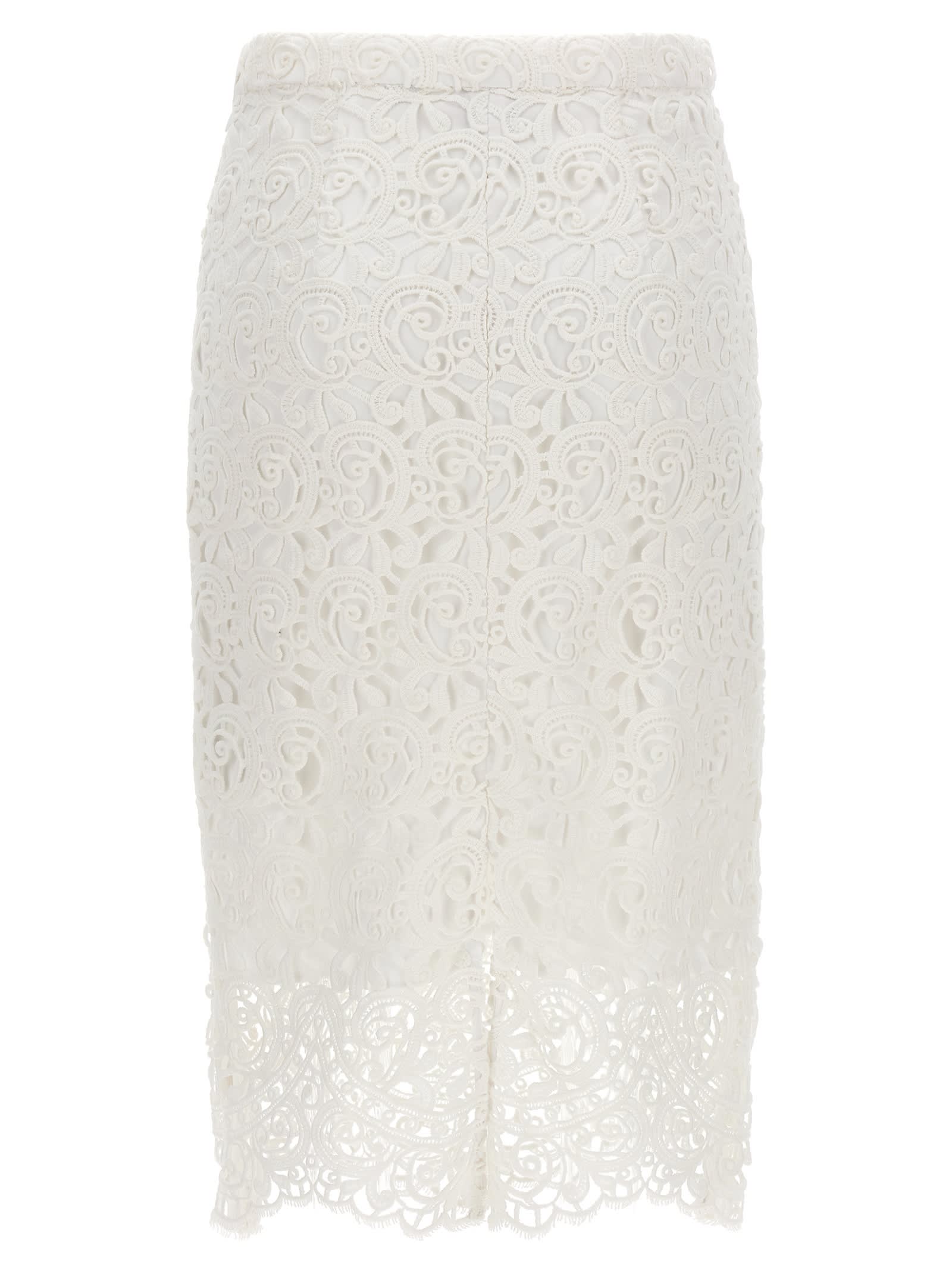 Shop Burberry Lace Skirt In White