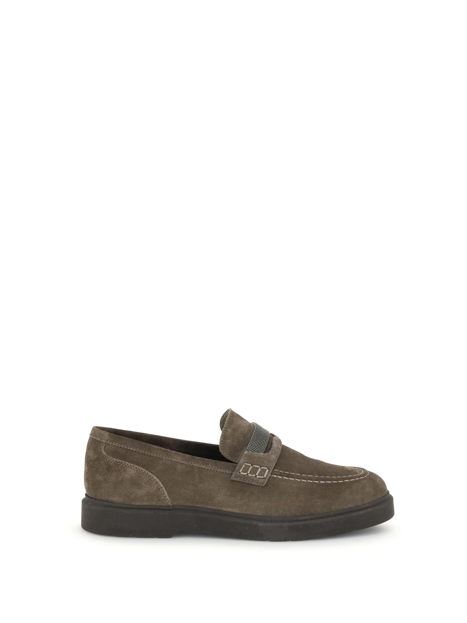 Brunello Cucinelli Suede Monili Penny Loafers