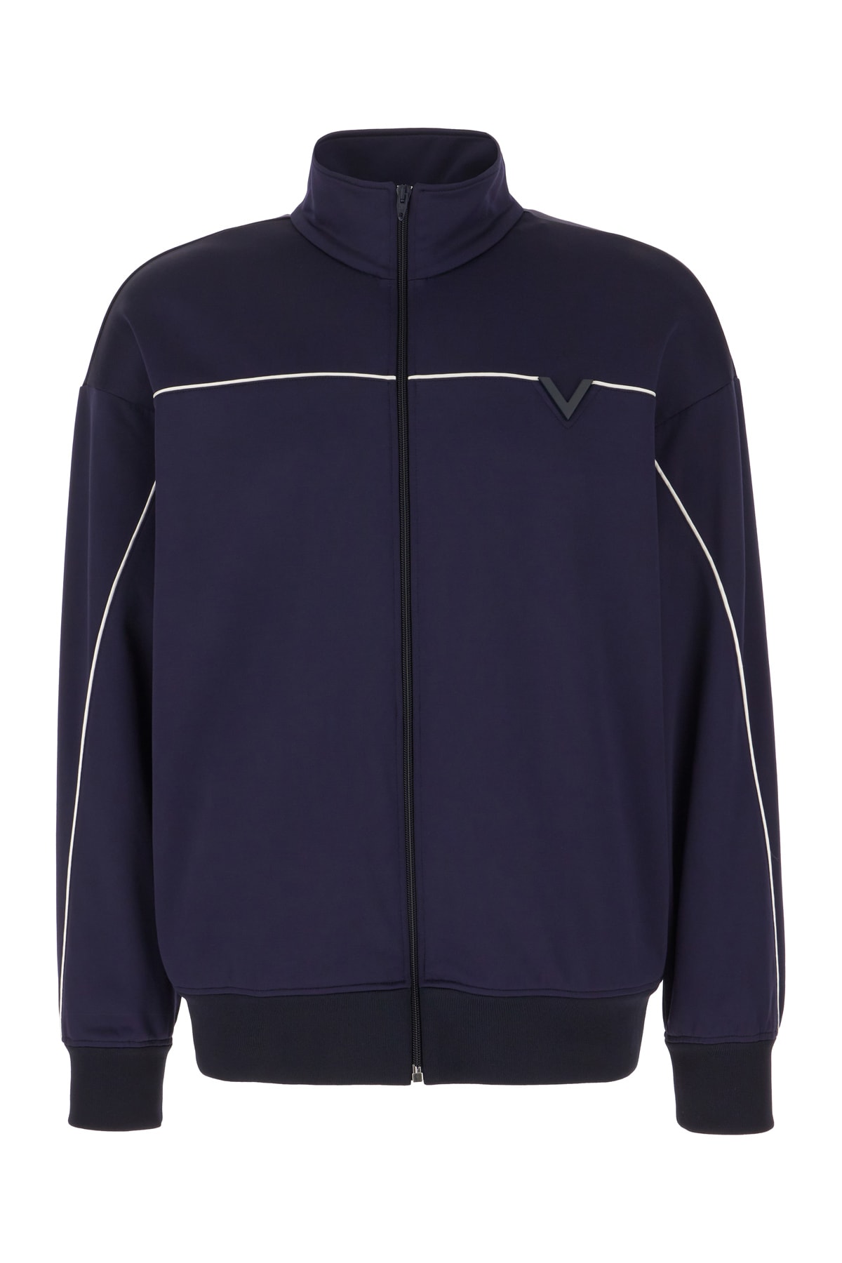 Shop Valentino Midnight Blue Nylon Blend Sweatshirt In Navy Avorio