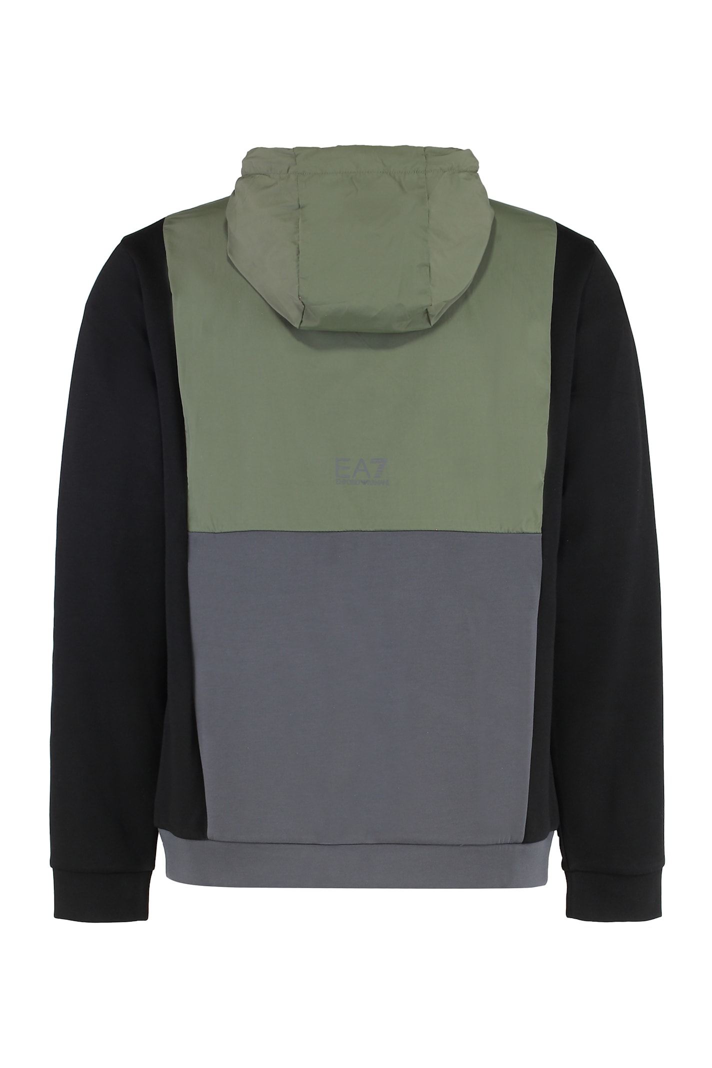 Ea7 Athletic Colour Block Hooded Sweatshirt In Nylon And Viscose Blend In Multi