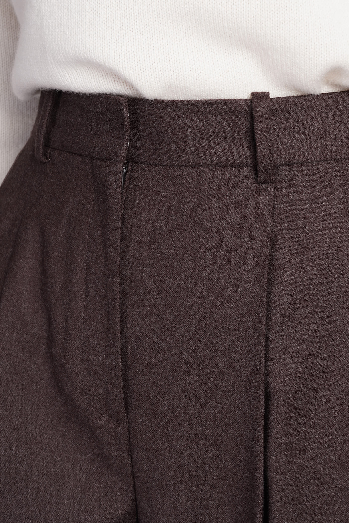 Shop Theory Pants In Brown Wool