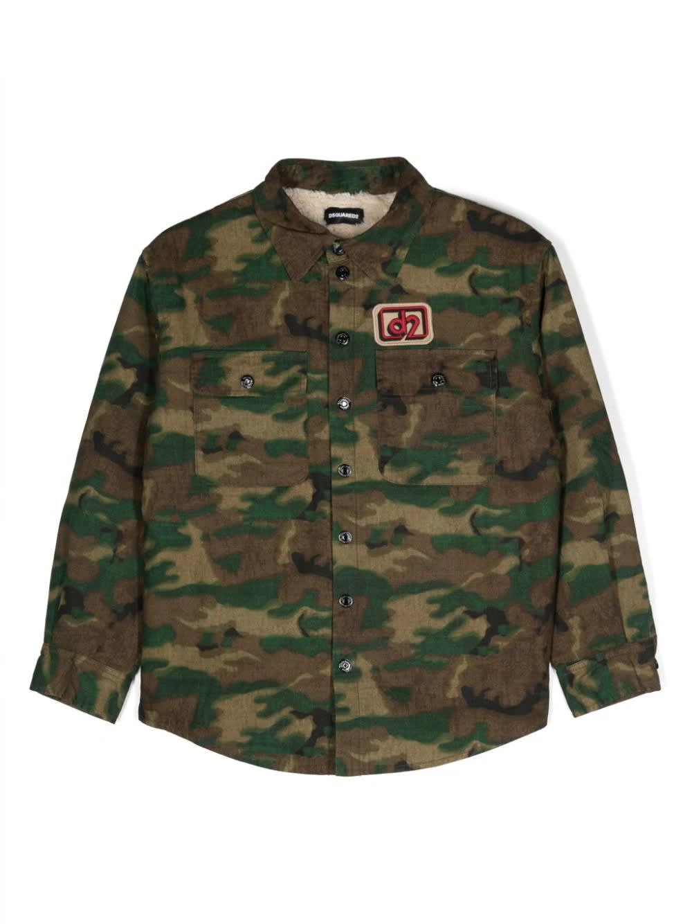 DSQUARED2 CAMOUFLAGE OVERSHIRT WITH D2 PATCH
