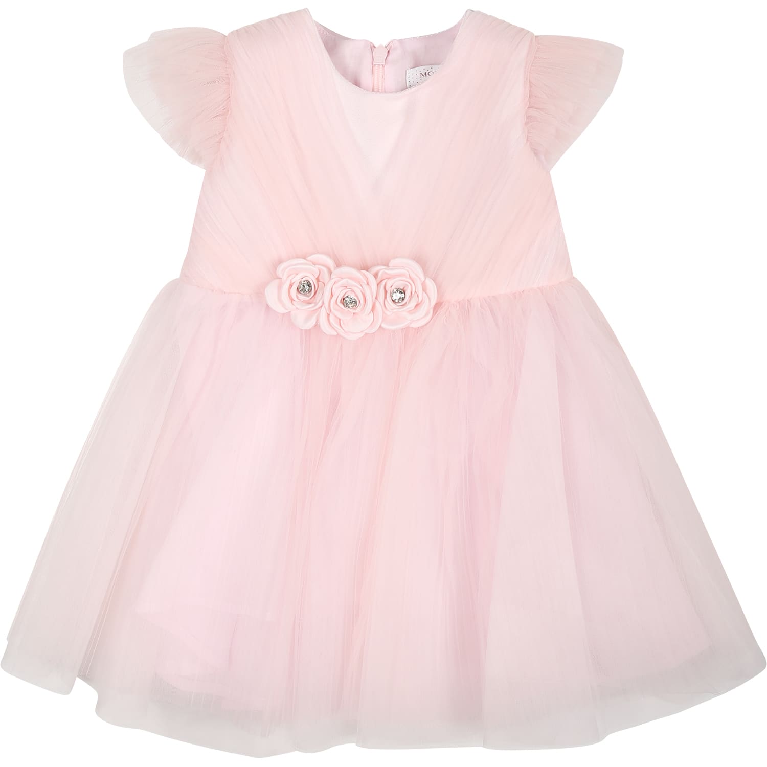 Monnalisa Pink Tulle Dress For Baby Girl