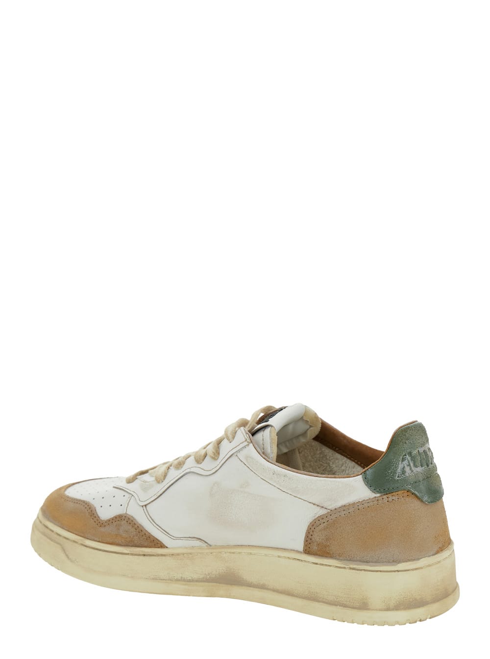 Shop Autry Super Vintage Multicolor Low Top Sneakers With Logo Detail In Leather And Suede Man