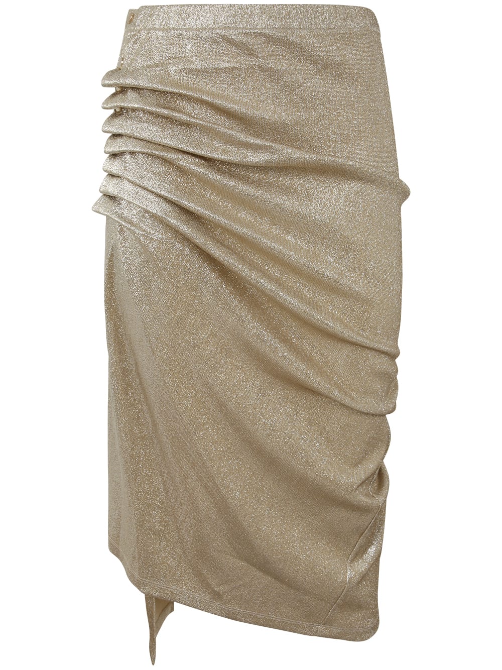 Shop Rabanne Jupe Long Skirt In Silver Gold