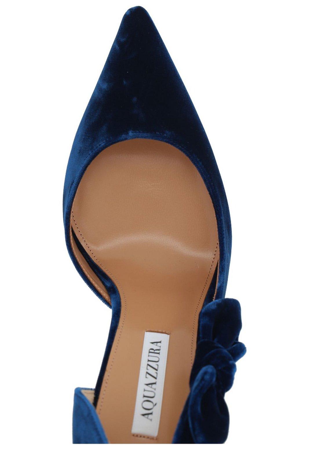 Shop Aquazzura Very Bow Tie Stiletto Heel Pumps In Blu