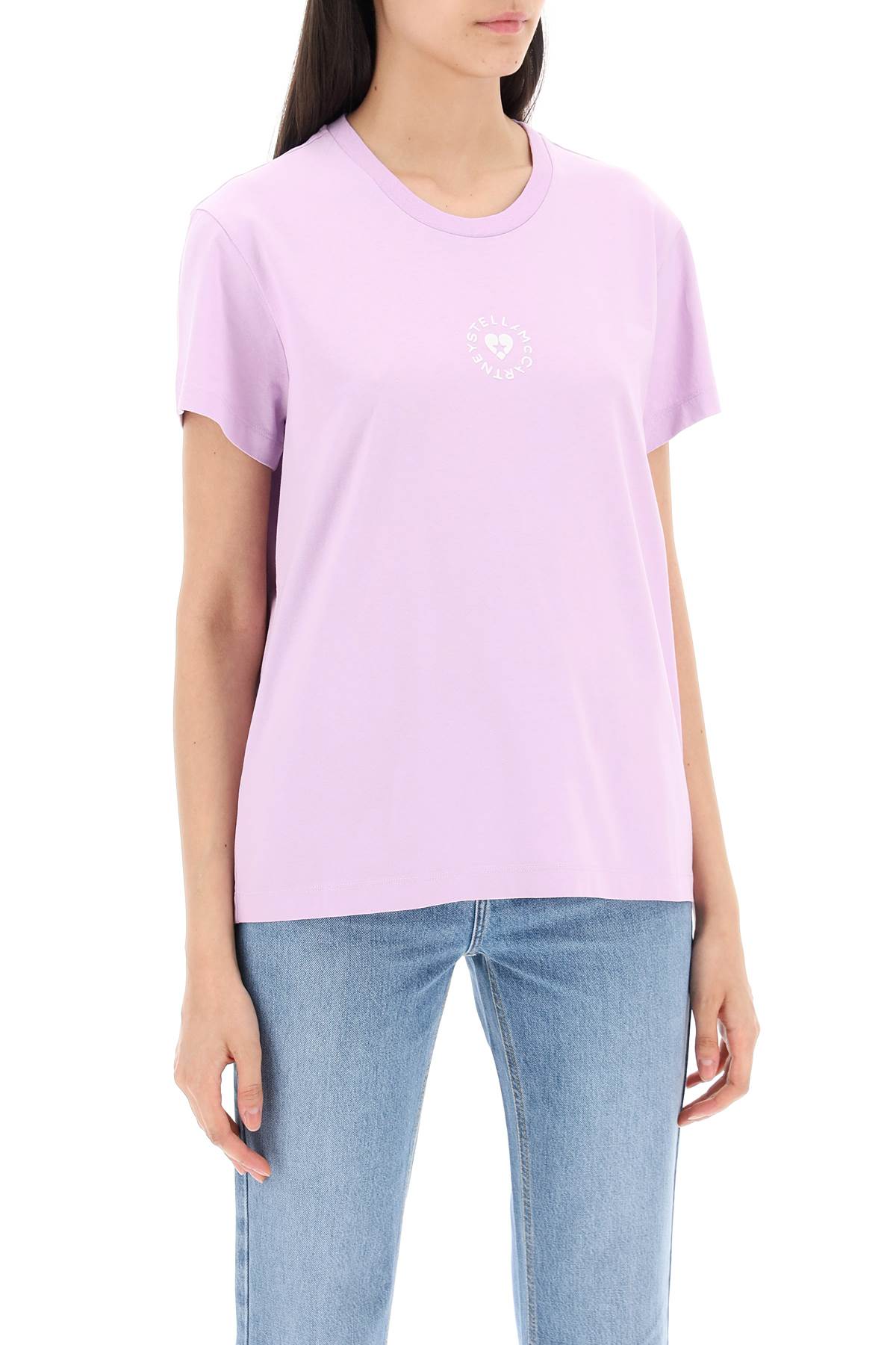 Shop Stella Mccartney Iconic Mini Heart T-shirt In Washed Lilac (purple)