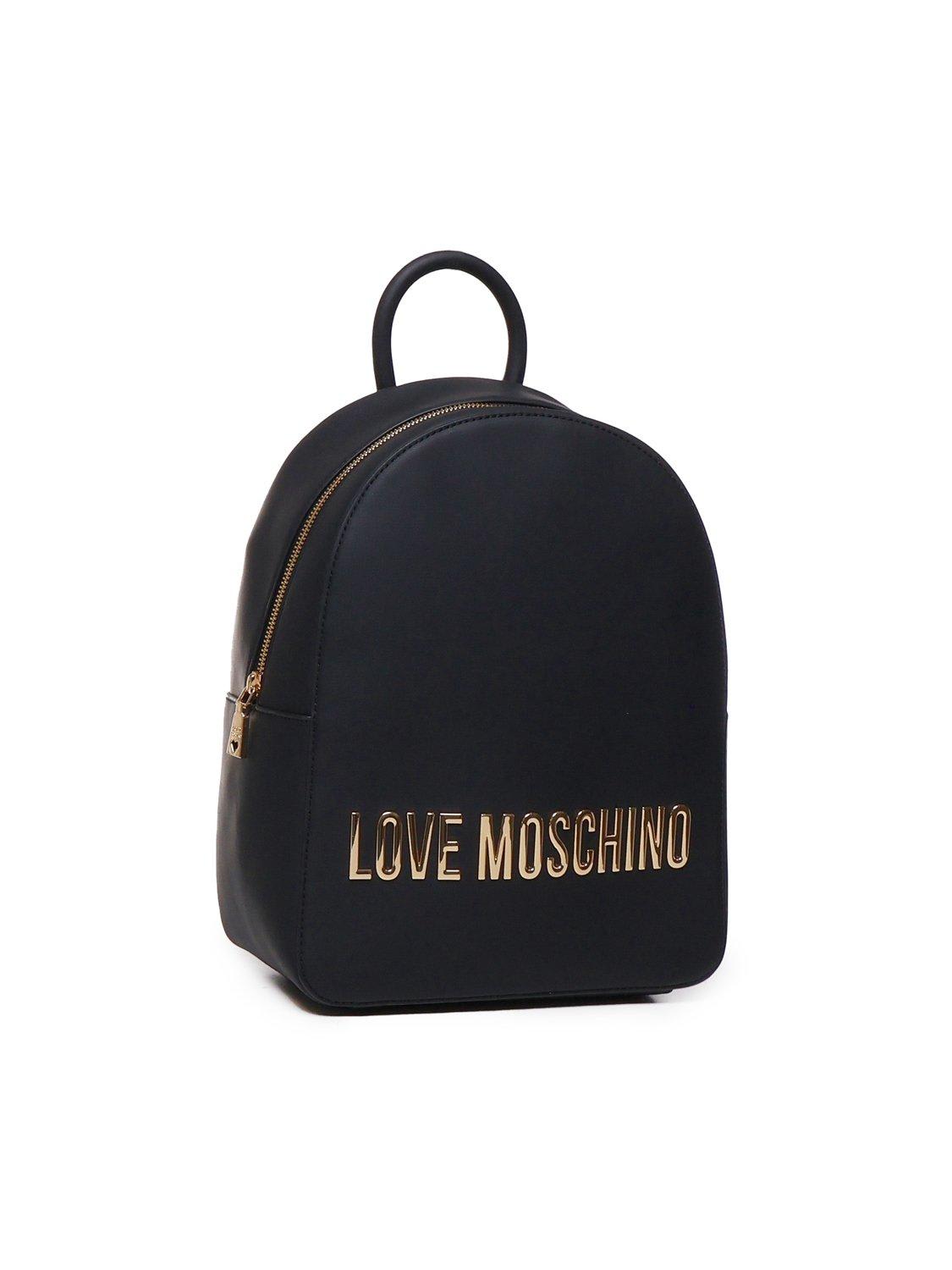 Shop Love Moschino Logo Lettering Zipped Backpack In Nero