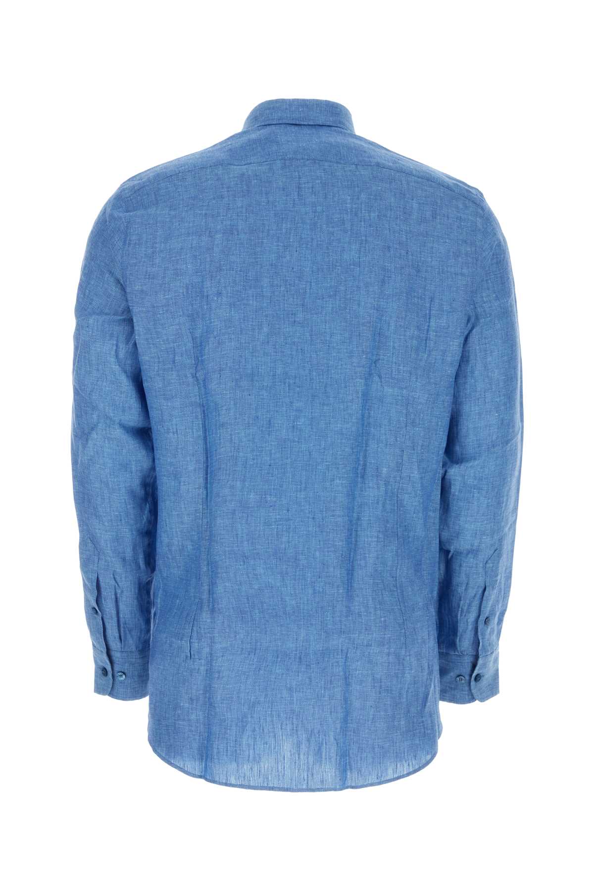 Shop Etro Blue Linen Shirt In B0322