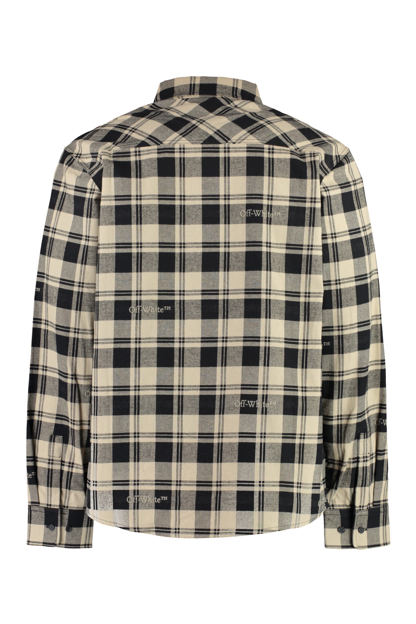 Shop Off-white Checked Flannel Shirt In Beige